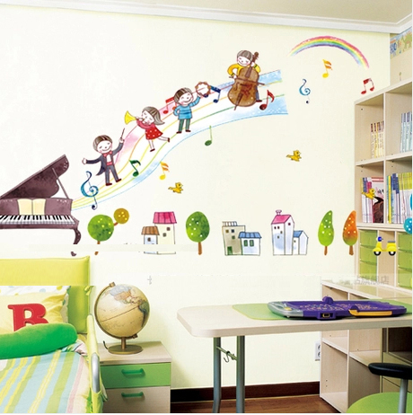 包邮钢琴乐器墙贴音乐教室儿童幼儿园琴行学校卡通装饰可移除贴画