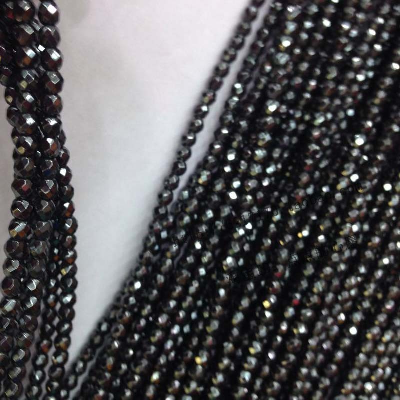 DIY饰品配件手工串珠材料天然石散珠无磁切角黑胆石进口黑铁石