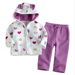 新款男女儿童卫衣SK童装婴儿装爱心印花裤套装小清新2件套秋装