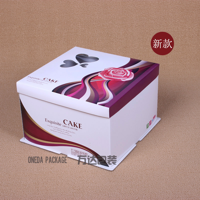 方形蛋糕盒6寸8寸10寸12寸14寸玫瑰花语生日蛋糕盒批发定做