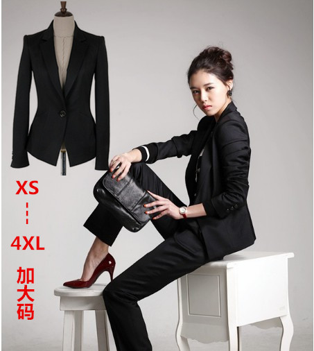 2014夏季韩版新款大码小西装长袖修身OL职业女套装正装三件套包邮