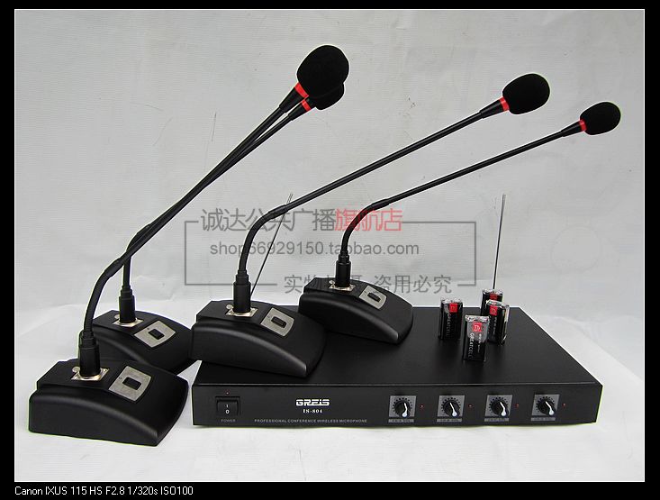 GREiS-804 一拖四无线鹅颈会议麦克风 电容台式话筒 演讲座咪