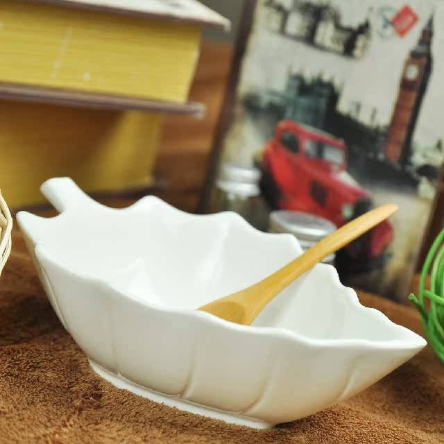 6.8英寸叶碗 凉菜碗 干果零食碟 酒店用瓷 造型碗 创意碗 沙拉碗