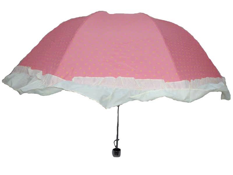 公主大花边三折伞晴雨伞折叠伞蘑菇伞银色胶涂层防晒遮阳抗UV红色