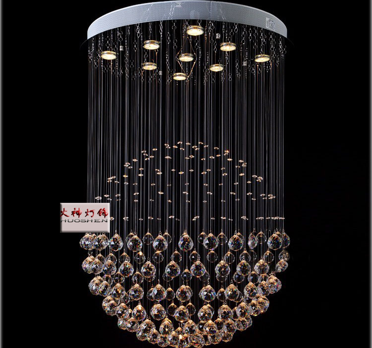 现货包邮现代拉丝水晶灯K9客厅灯吸顶灯球形餐厅灯卧室灯楼梯吊灯