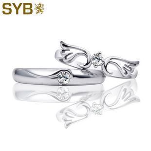 SYB【天使之翼】18K白金铂金结婚钻戒 婚戒 钻石戒指 情侣对戒
