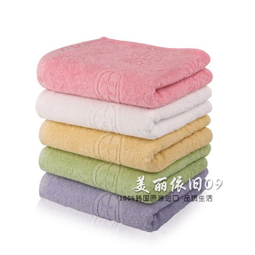 韩国进口正品100%纯棉毛巾柔软亲肤吸水久用无异味防过敏纯色暗花