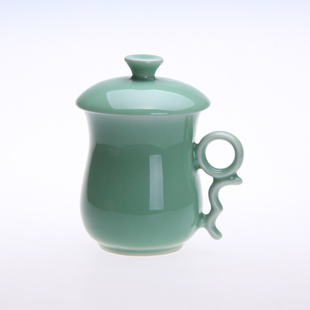 龙泉青瓷茶杯个人杯葫芦杯静心杯个性茶杯带盖办公杯陶瓷茶杯