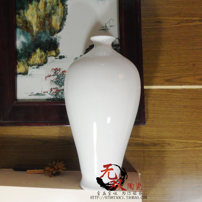 景德镇陶瓷器花瓶 白胎瓷梅瓶 纯白色古典家居客房摆件花插多规格
