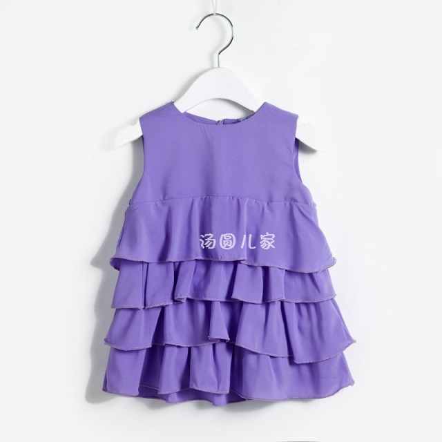 【汤圆儿家】紫色雪纺女童萌宝蛋糕裙 苏瑞同款童裙包邮