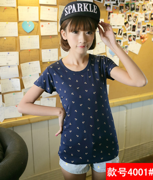 2015夏季新款少女学生装韩版时尚船瞄宽松大码莫代尔短袖t恤潮