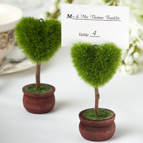 结婚婚庆席位夹创意桌卡夹创意欧式结婚礼物绿色小盆栽席位卡夹