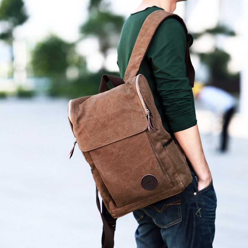 韩版双肩包帆布背包书包潮流男士旅行背包男包休闲包有电脑隔层