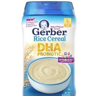 美国嘉宝米粉1段益生菌DHA大米米粉 进口gerber婴儿米粉辅食米糊
