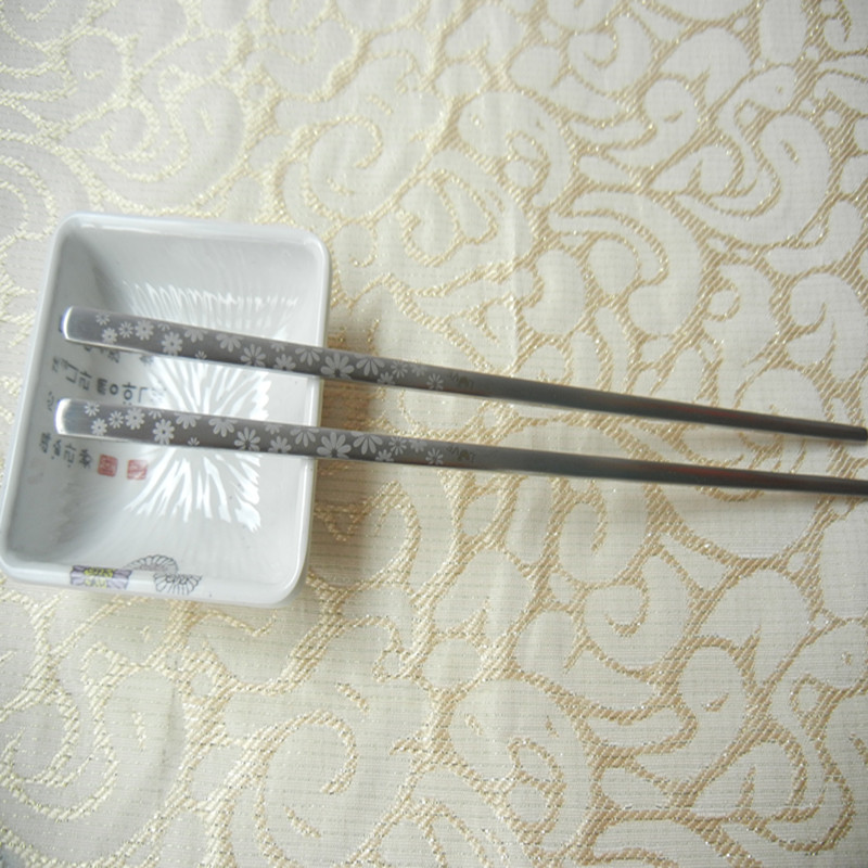 激光樱花筷子 韩国进口筷子 韩国白钢筷子 18-10材料实心扁筷子