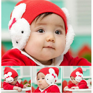 韩版宝宝帽子兔子婴儿帽*儿童兔子护耳帽*线帽/秋冬款 批发