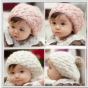 特价 韩版儿童毛线帽子春秋冬季宝宝兔毛球贝雷雪糕帽时尚编织帽