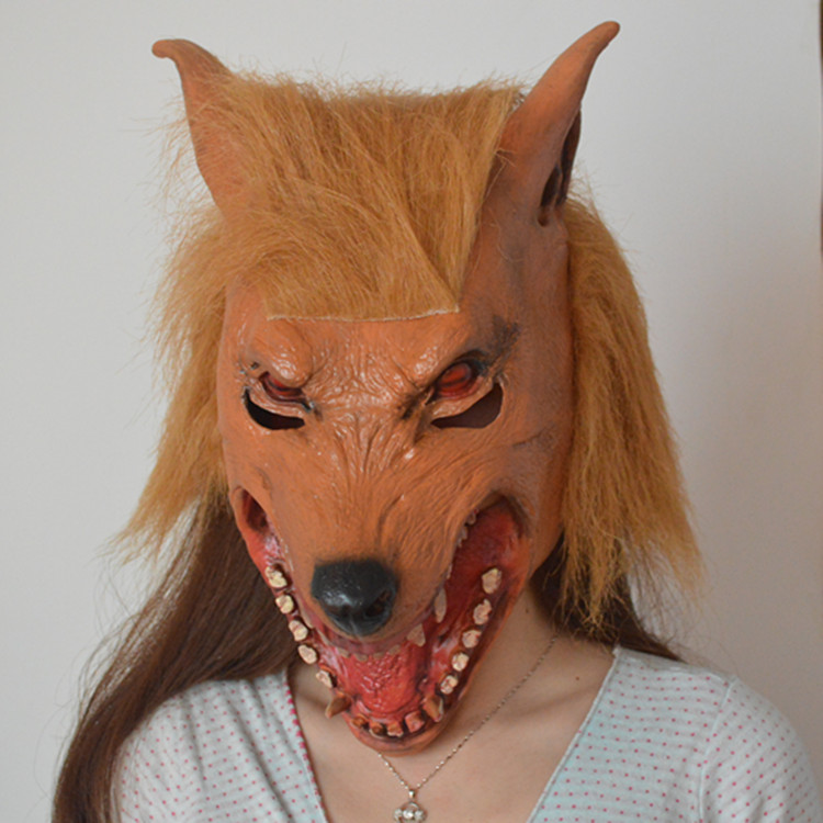 狼头面具 野狼面具头套 狼狗面具 动物面具 万圣节舞会吓人面具