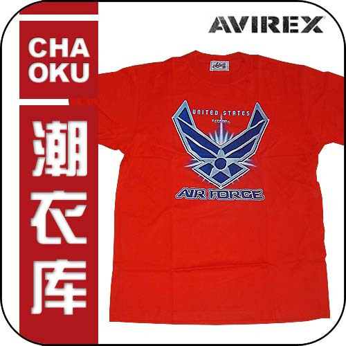 【特价】美国军牌AVIREX/美国空军图案短袖T恤/SIZE:M/颜色:红色