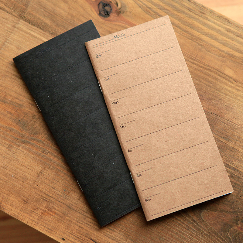 韩国文具学生笔记本复古小本子 牛皮纸封面 长条便携周记本计划本