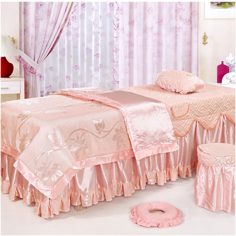 美容床罩 四件套纯棉 全棉 按摩床罩 美容院床罩 高档 紫 粉色