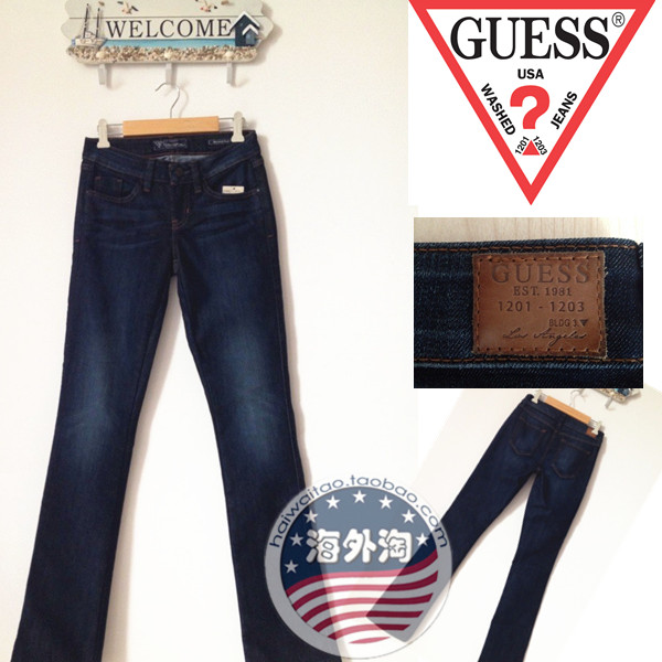 国内现货 美国正品代购 盖尔斯GUESS 女士低腰喇叭腿牛仔裤长裤