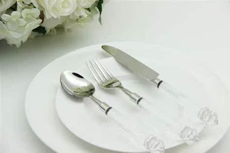 简约现代样板房别墅酒店餐桌饰品白色手柄西餐刀叉勺三件套装饰