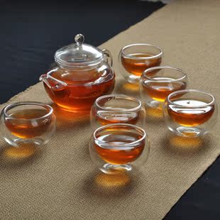 玻璃茶壶/花茶玻璃壶套组/功夫茶具/六人茶壶/一壶六杯