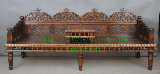 东南亚印度风格实木沙发古今原木CH121-1会所家具泰式实木三人沙