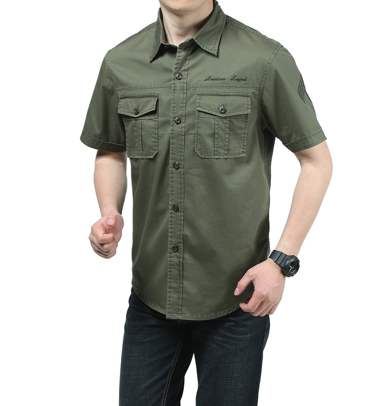 2016AFS Jeep专柜正品男士短袖纯色衬衫 战地吉普男式纯棉衬衣