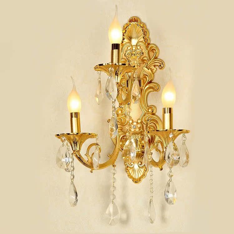 奢华幻影欧式金色水晶灯壁灯客厅卧室大堂豪华锌合金蜡烛水晶壁灯