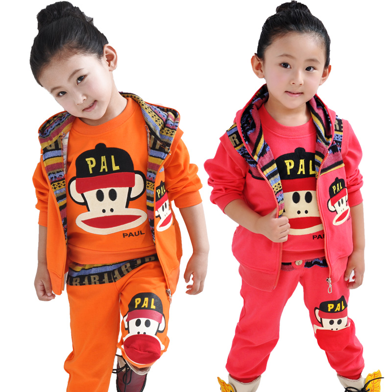 童装男童女童秋装2015新款韩版儿童套装大嘴猴运动三件套23456岁
