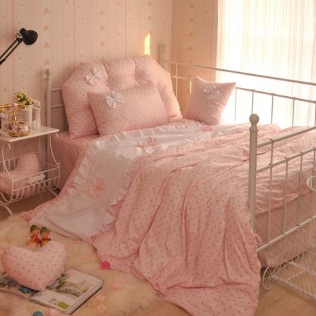 韩式波点公主风全棉四件套学生宿舍寝室粉色纯棉单人床单床上用品