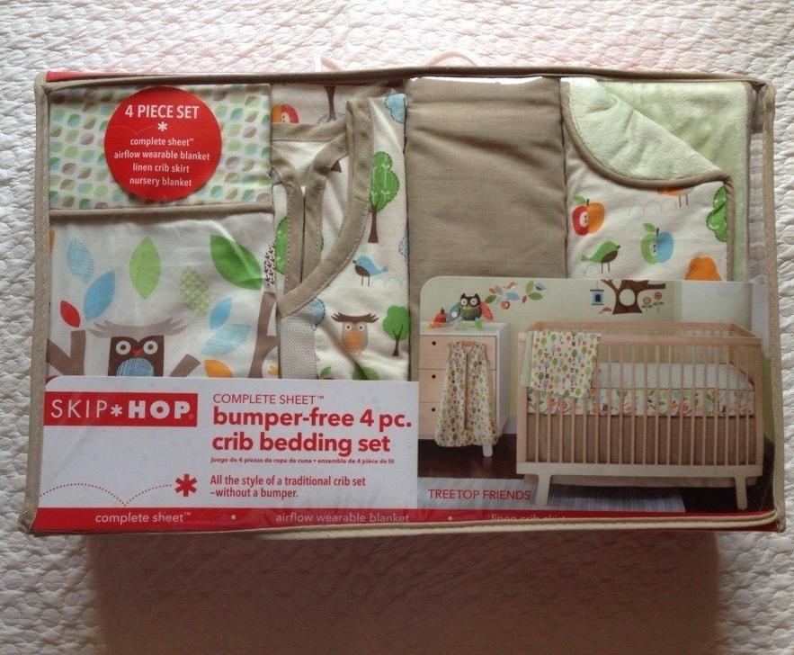 包邮现货美国SKIP HOP高档全棉贡缎床上用品四件套礼盒婴童床品套