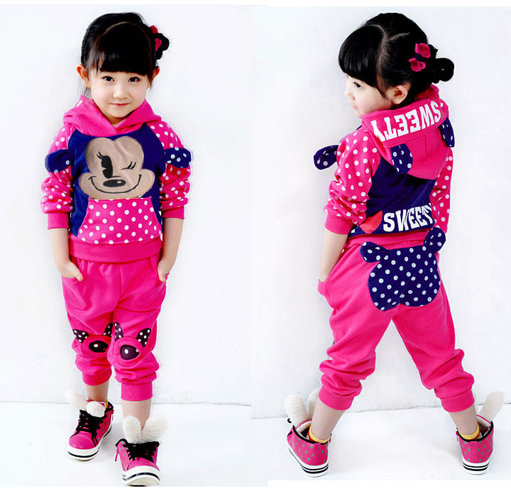 秋季新款韩版纯棉米奇女童套装童3-4-5-6-7岁儿童休闲时尚运动服