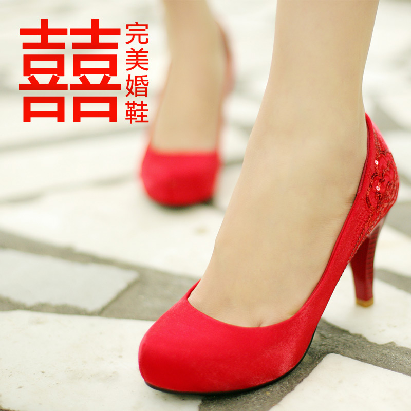 标王老北京布鞋 2014春秋季细高跟鞋女鞋单鞋子新娘鞋结婚鞋红鞋