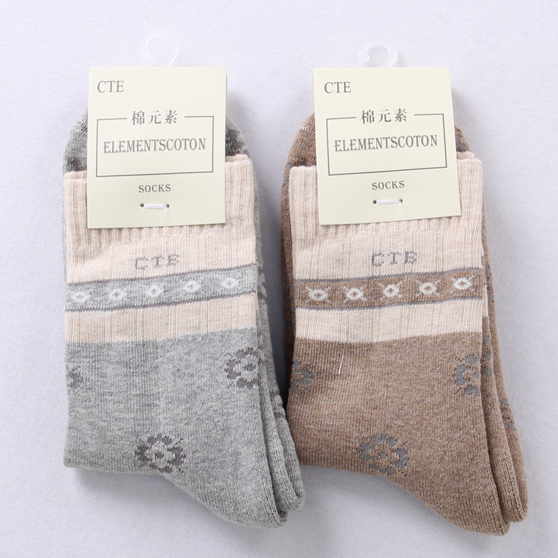 棉元素正品女袜子 女士棉质防臭短袜 甜美可爱冬季加厚款袜M20100