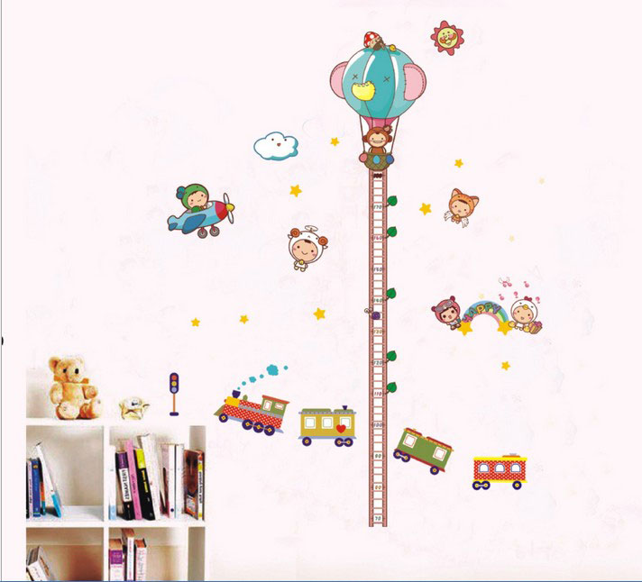 热气球身高墙贴图 儿童房卡通量身高尺贴画 幼儿园玻璃墙装饰贴纸