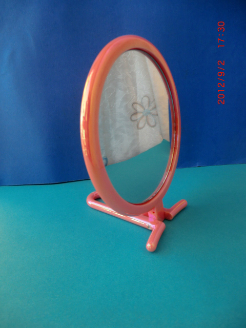 手柄镜子 单面折叠台式 电镀亮光紫色 特价台面镜梳妆镜出口化妆
