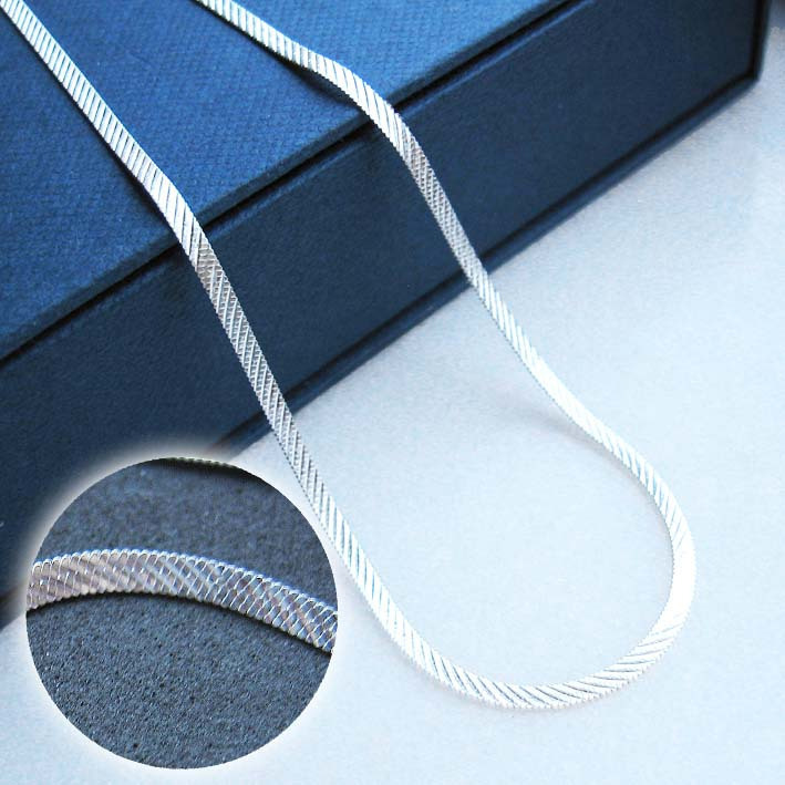 【包邮】925纯银 刀片形软链 双面花型 16寸项链颈链