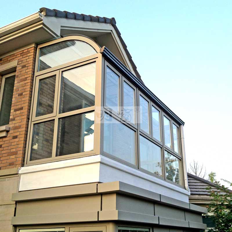 80系列2.0mm壁厚铝合金圆弧玻璃阳光房 别墅阳光棚夹胶钢化玻璃