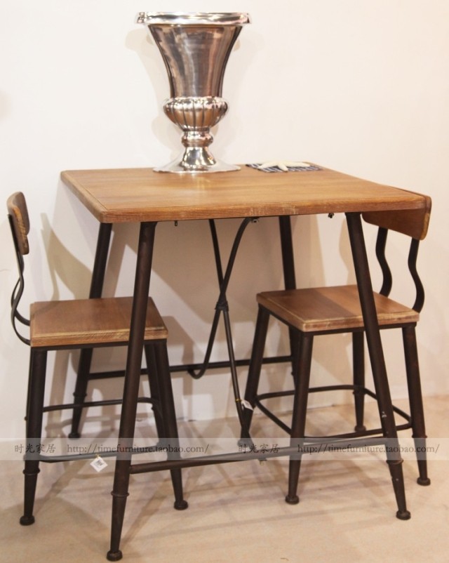 美式乡村铁艺桌椅防锈复古做旧桌椅休闲桌椅桌椅套件咖啡厅桌椅