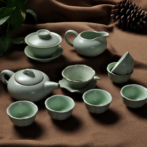 汝窑功夫茶具正品开片汝瓷天龙茶组 整套陶瓷茶具特价
