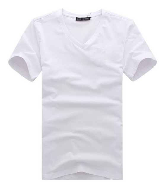 男装新款韩版修身体恤 加大码加肥纯色空白短袖T恤 V领t恤 男
