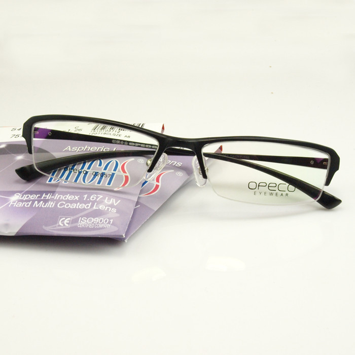 Opeco 超轻铝镁合金半框近视眼镜框 男款 高级防辐射镜平光眼镜