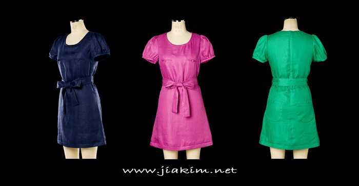 《英爱的家》 韩国 JINA 可爱前兜 系带短袖圆领连衣裙/3色入