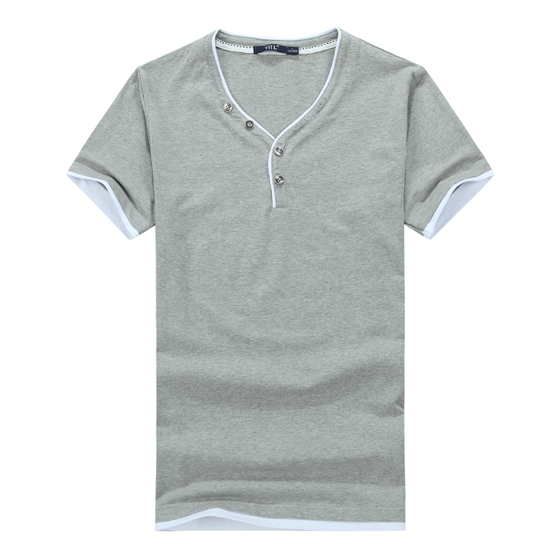 2016夏季男士短袖T恤 纯棉个性纯色v领 男款修身男装半袖衫 上衣t