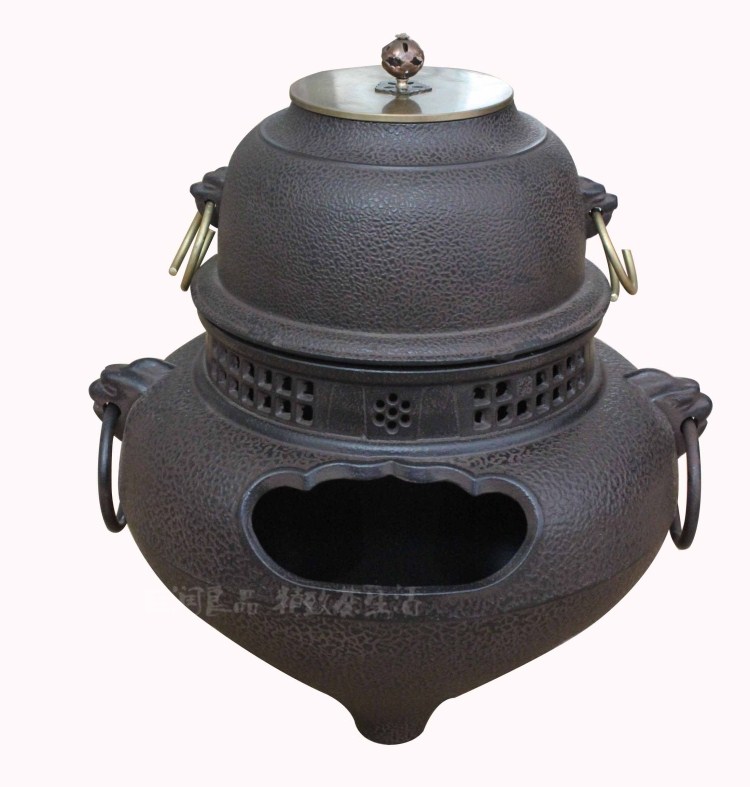 信龙堂铁壶铜盖风炉汤釜套装煮茶炉煮茶器茶炉仿日本南部限量