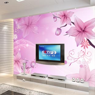无缝大型壁画客厅卧室电视墙背景墙壁纸墙纸现代简约 紫色花树
