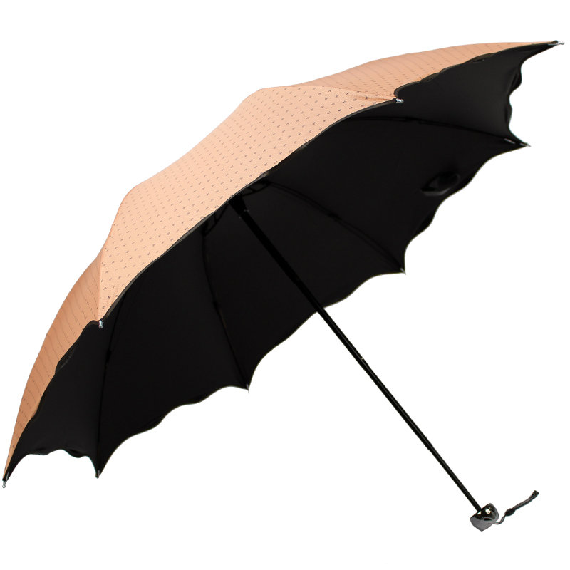 包邮荷叶边三折伞波浪边晴雨伞超强防紫外线黑胶创意折叠公主伞